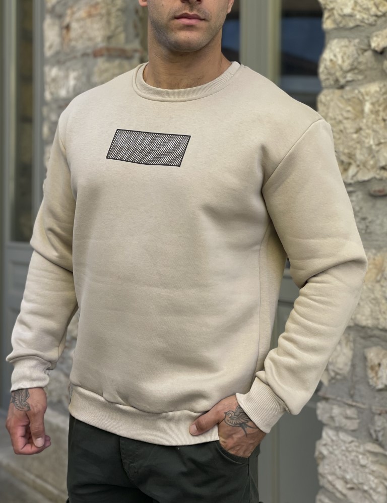 NDC ανδρικό μπεζ φούτερ με τύπωμα 241121B φωτογραφία